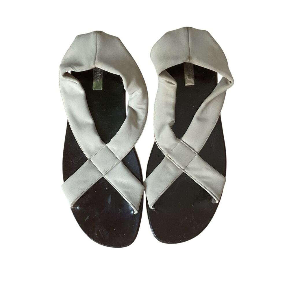 Calvin Klein Collection Womens Beige Crisscross Elastic Flat Sandals Italy - Picture 5 of 9